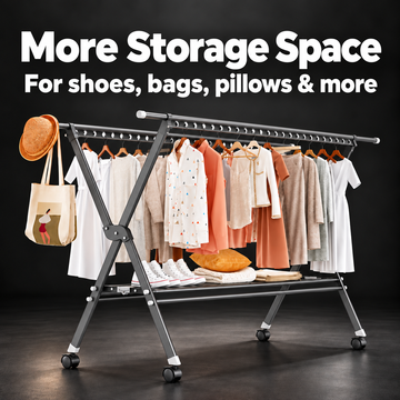 Foldable Rolling Clothes Drying Rack 53 - 91 in