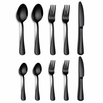 블랙 스테인리스 Silverware Set - 10개