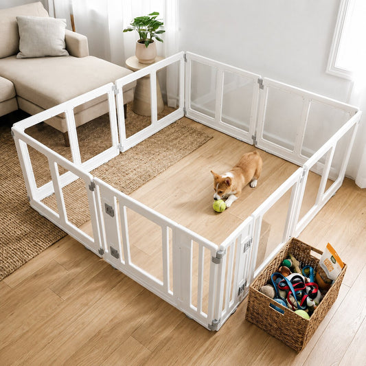 Modular Dog Playpen - 8 Panel (69.3 x 69.3 x 22.4")
