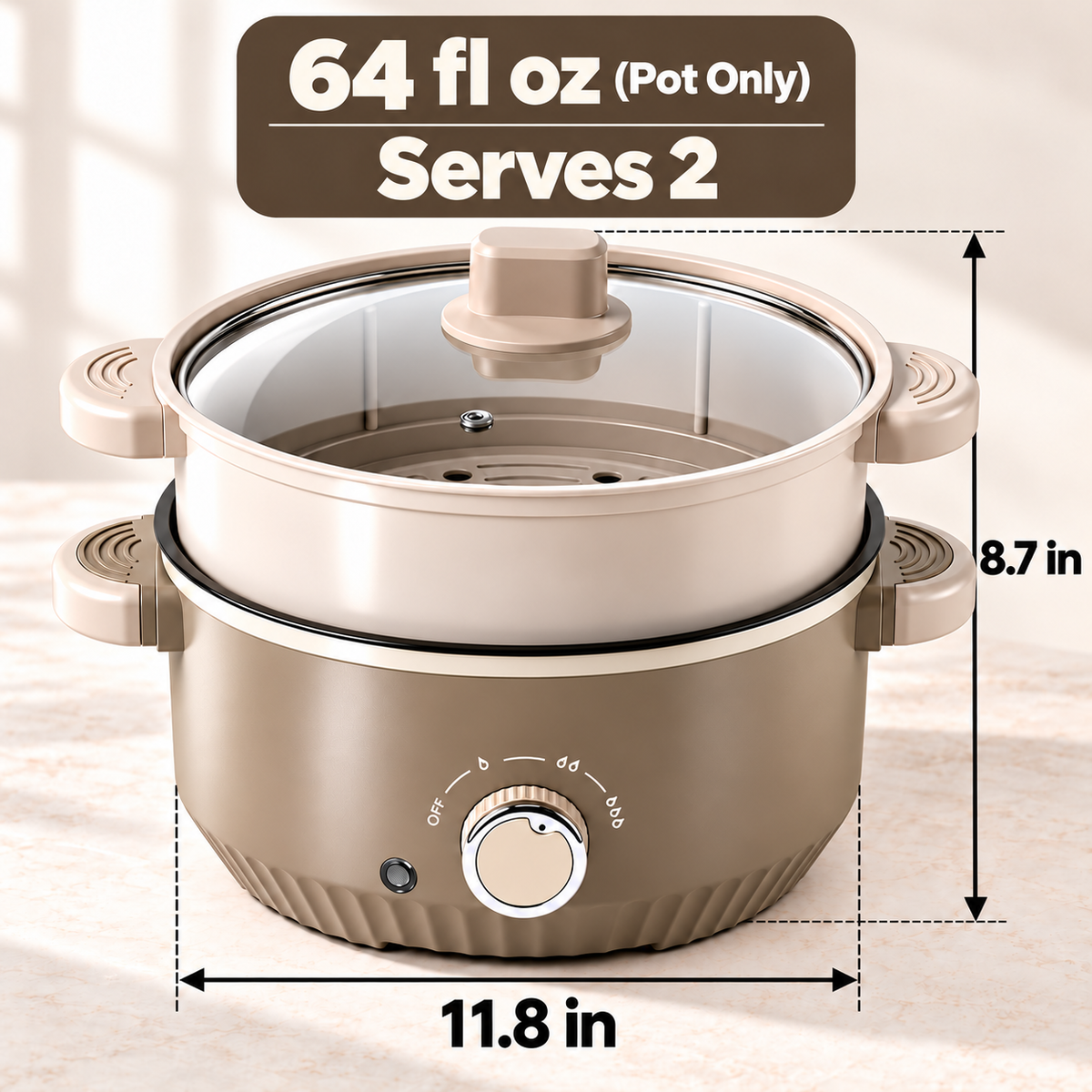 멀티쿠커 - 1.9 L / 64 oz ( 2인용)
