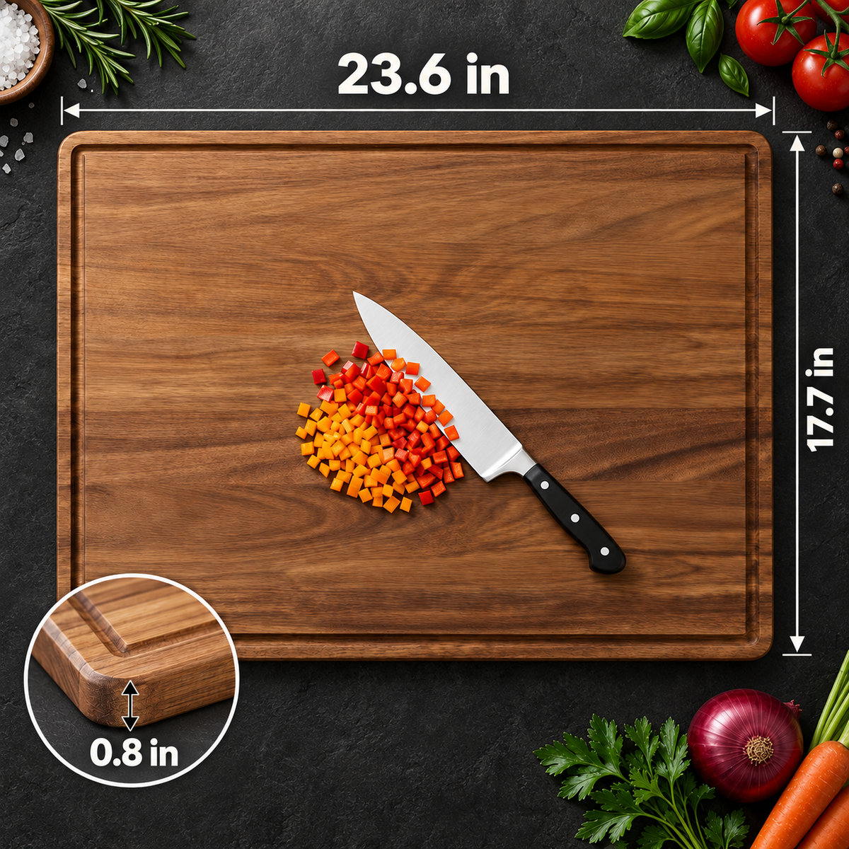 XL Acacia Cutting Board - 23.6 x 17.7"