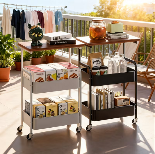 (판매완료) 우드탑 3단 메탈 메쉬카트