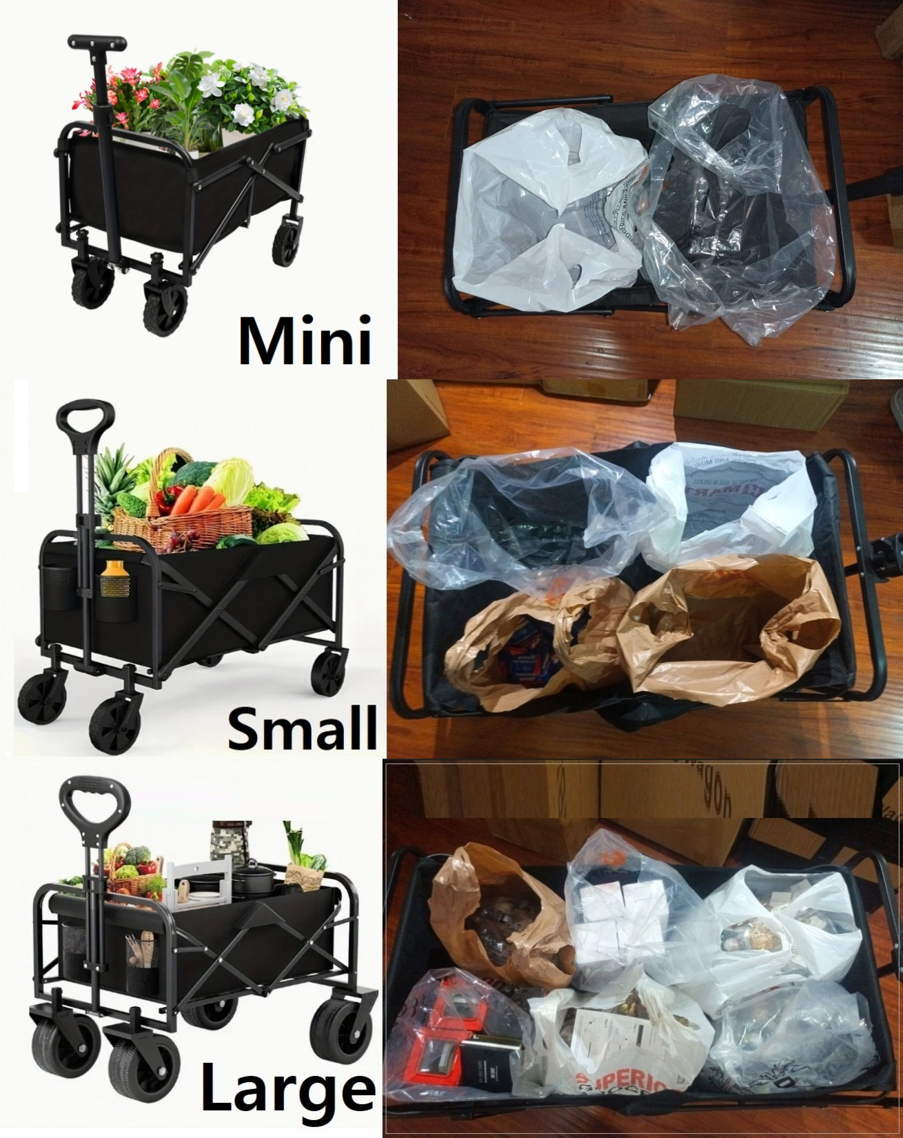 (신품) 장보고 집 도착후 차에서 물건 내릴때 쓰는 카트 Mini/small/Large