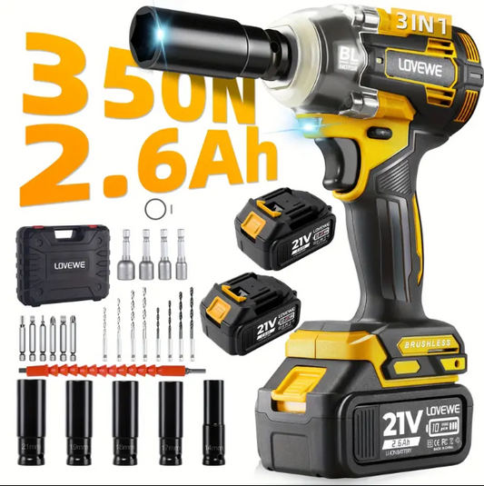 (신품) 임팩트 렌치 1/2 258 Ft-lbs 21v 2.6Ah x2