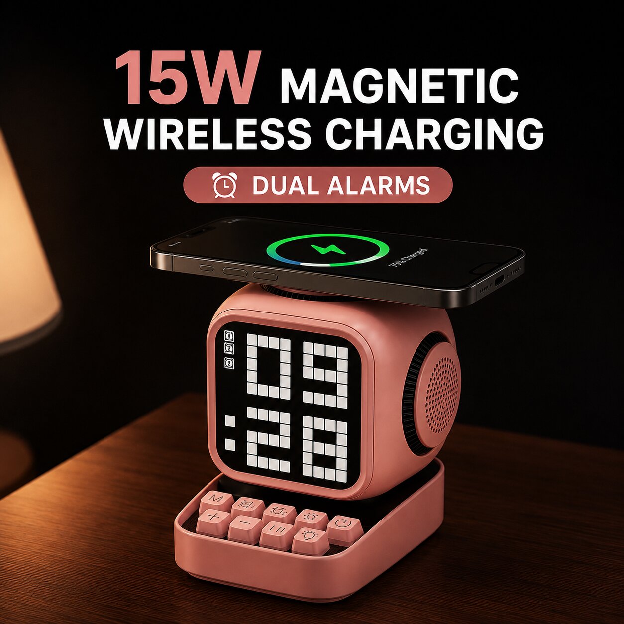 Clock + Speaker + Wireless Charger