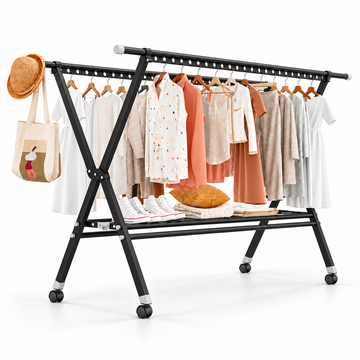 Foldable Rolling Clothes Drying Rack 53 - 91 in