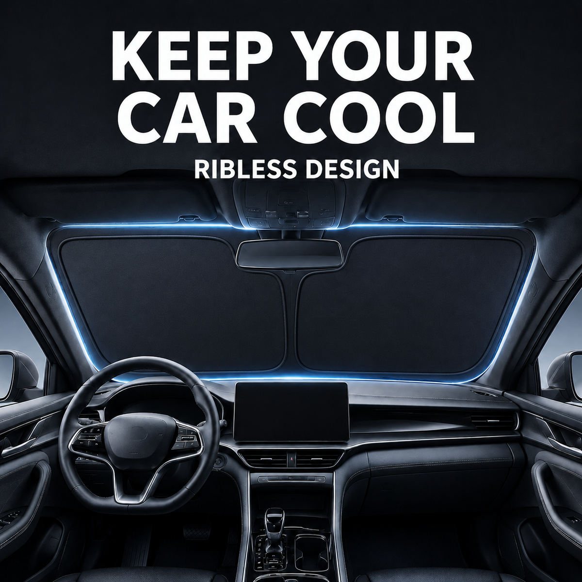 Car Windshield Sunshade - Fits Compact to Mid-Size Sedans