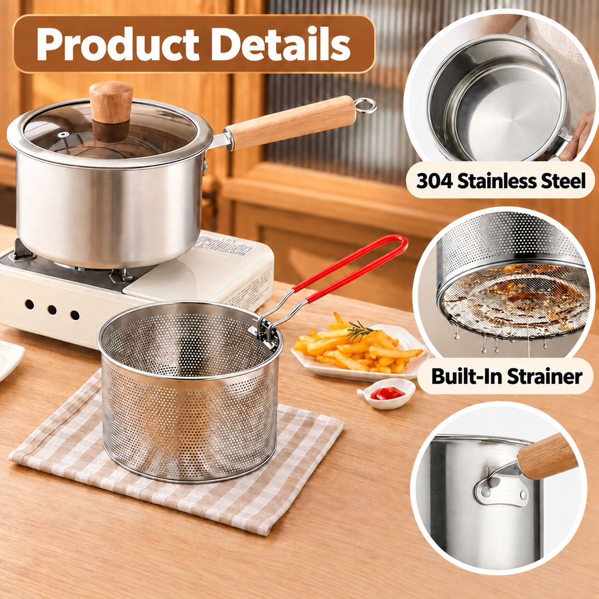 Deep Fryer Pot / Pasta Pot - 2.7 QT (Small)