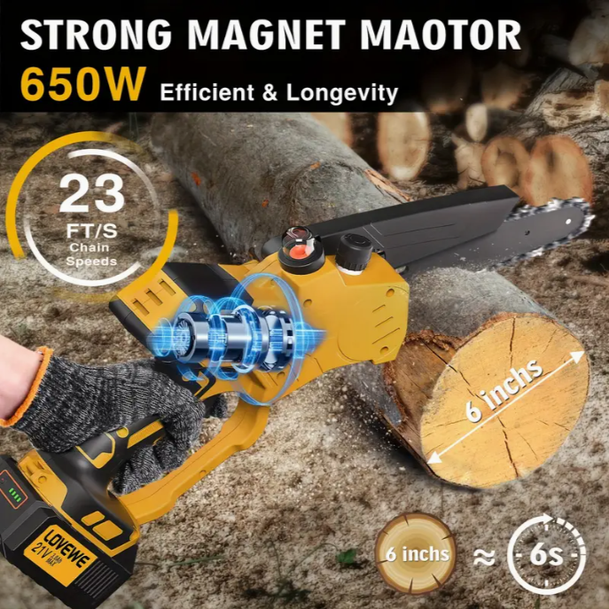 (신품) 6인치 미니 전기톱 650W 23 FT/S 21V 3Ah