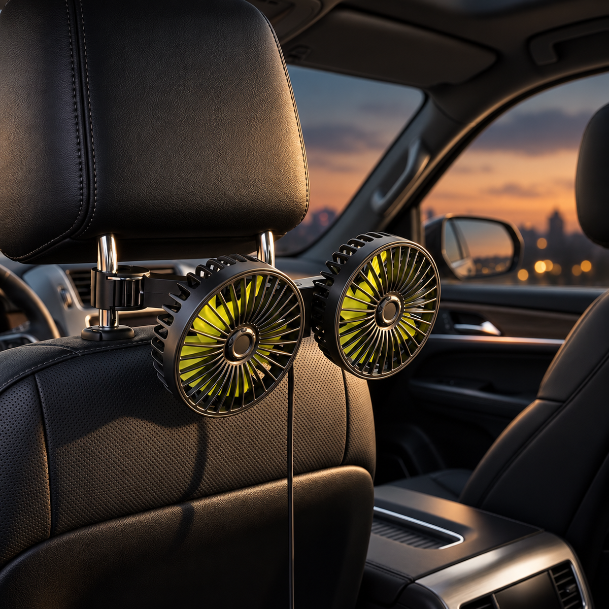 Dual Car Headrest Fan - USB Powered