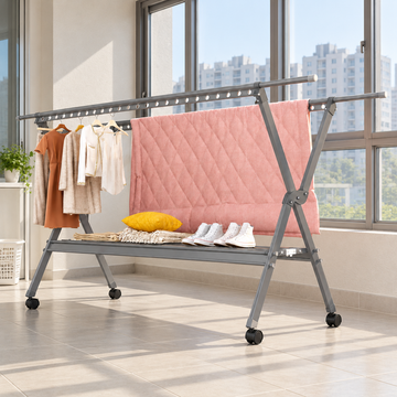 Foldable Rolling Clothes Drying Rack 53 - 91 in