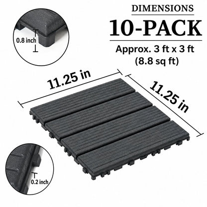 Interlocking Plastic Deck Tiles - 10 Pack