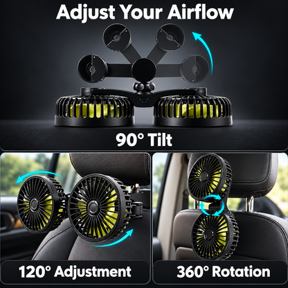 Dual Car Headrest Fan - USB Powered