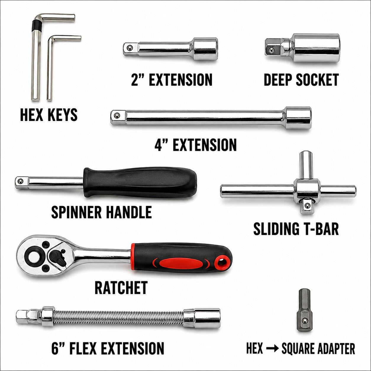 Socket Ratchet Wrench with Screwdriver Bits