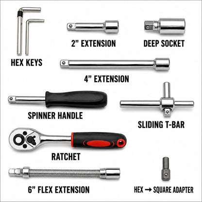 Socket Ratchet Wrench with Screwdriver Bits