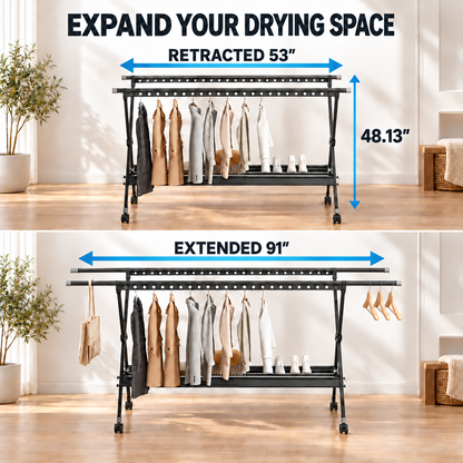 Foldable Clothes Drying Rack 53 - 93"