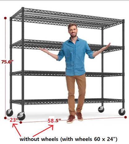 (판매완료) 4단 와이어 렉 60 x 24x 75.6"