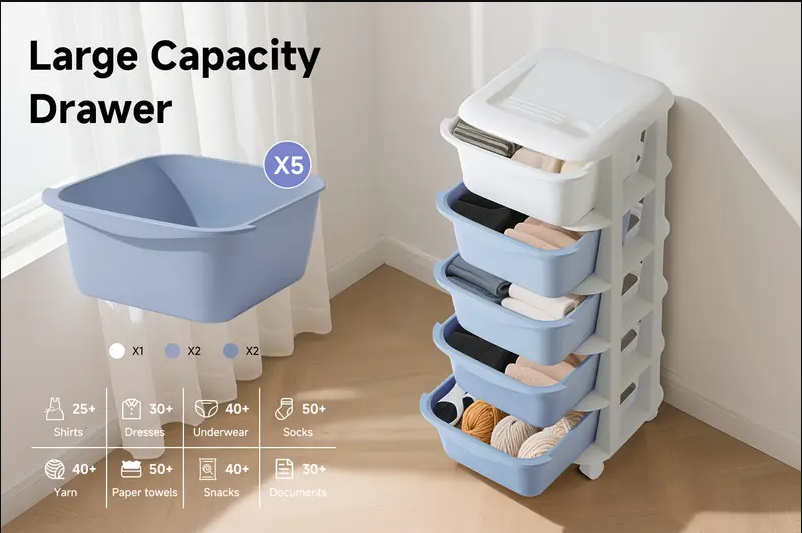 (신품) 5단 플라스틱 서랍