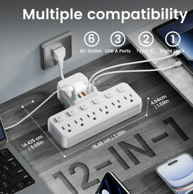 개별 전원 LED 파워 스트립 (멀티탭) 1250W