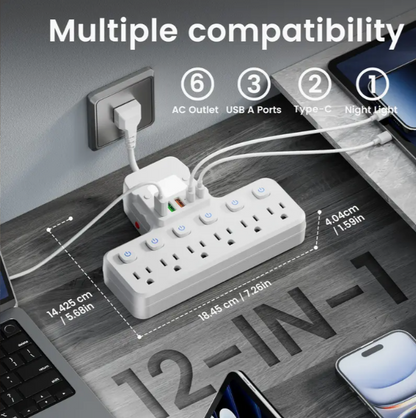 개별 전원 LED 파워 스트립 (멀티탭) 1250W