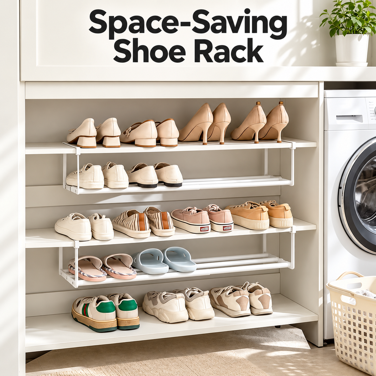 Expandable Under Cabinet Shoe Rack Shelf - 1 Pack, White