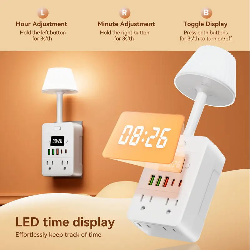 비상등 + 시계 파워 스트립 (멀티탭) 1250W