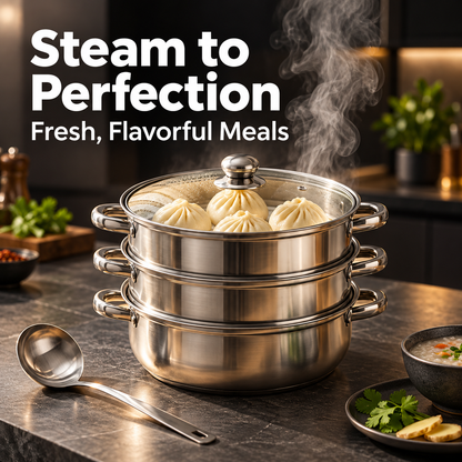 3-Tier Stainless Steel Steamer Pot