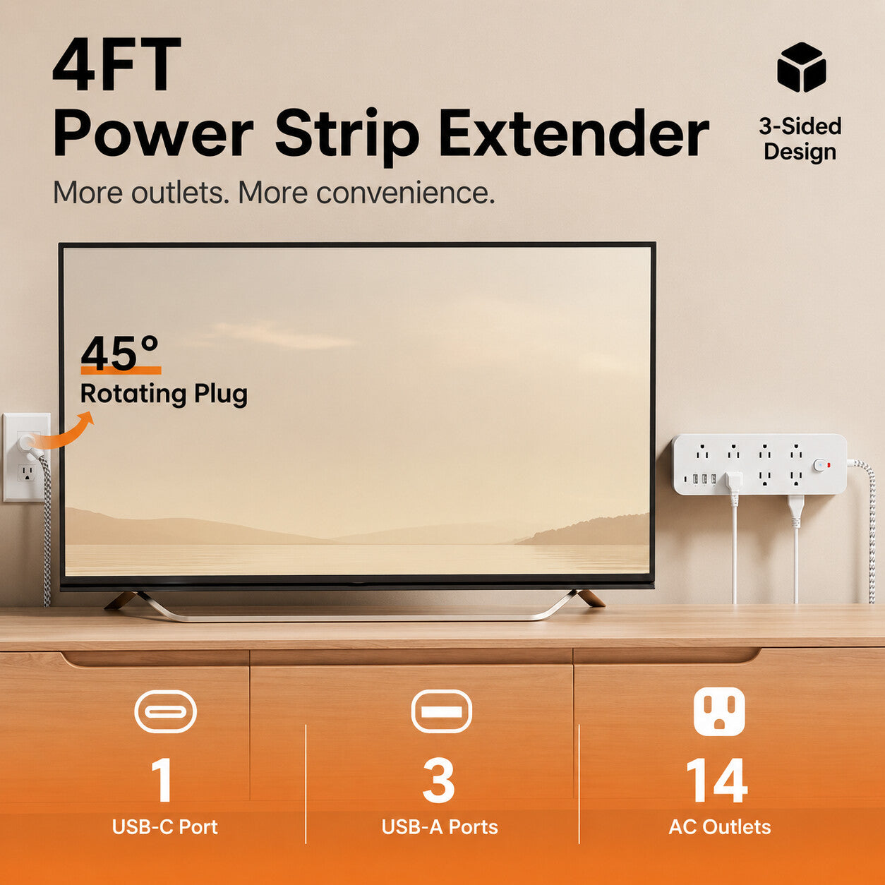 1250W 파워 스트립 - 4ft
