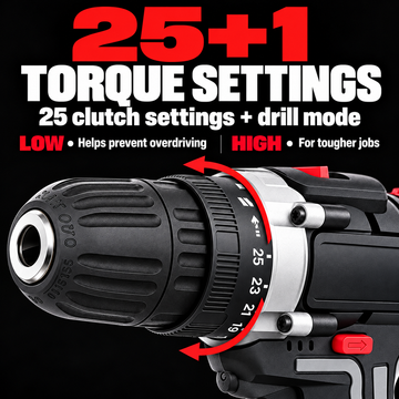 21V 무선 드릴 208 in-lbs, 2.0 Ah x 2