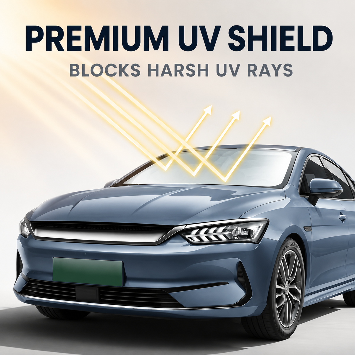 Car Windshield Sunshade - Fits Compact to Mid-Size Sedans