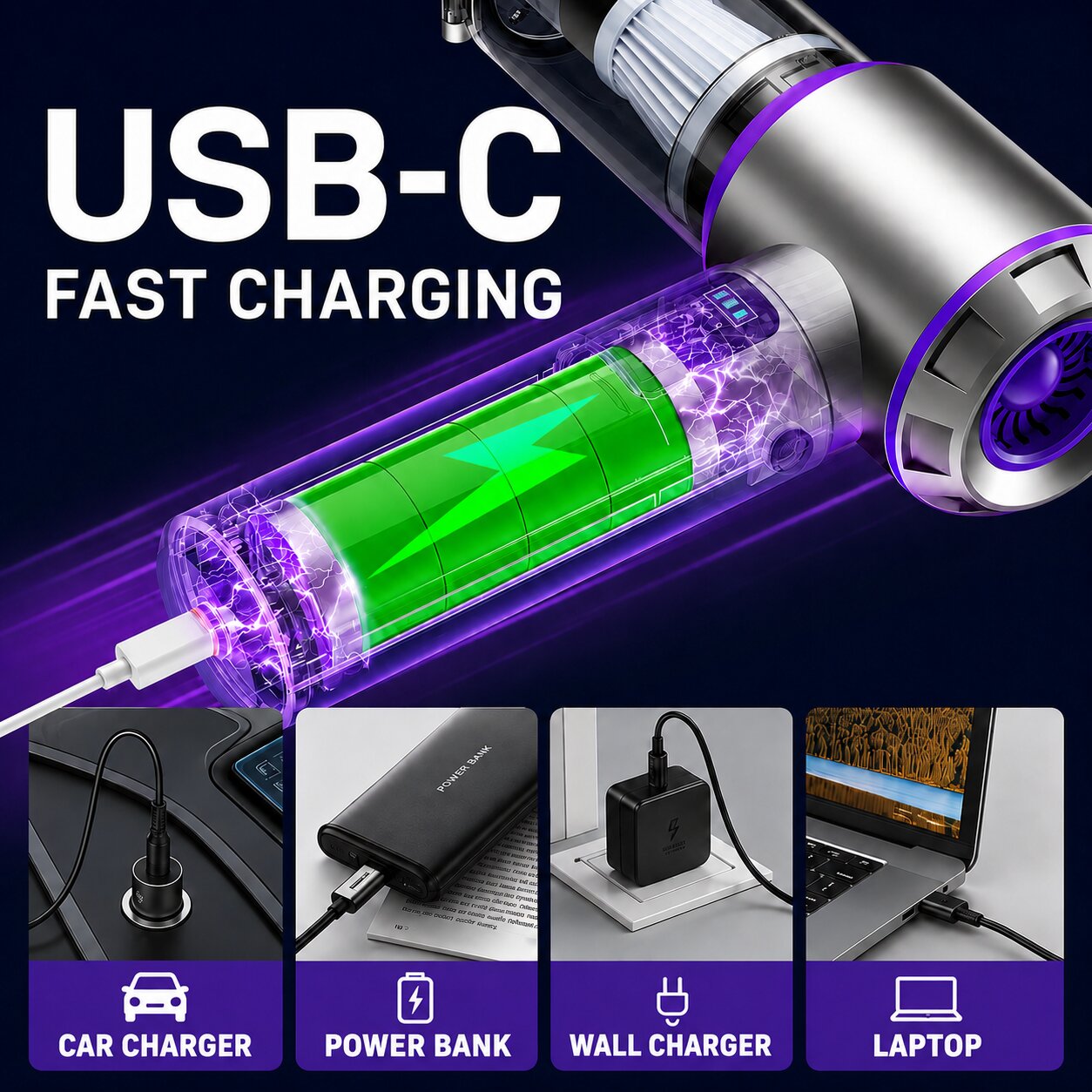 Cordless Car Vacuum with Air Duster