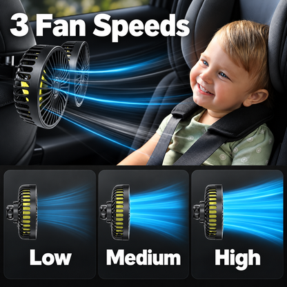 Dual Car Headrest Fan - USB Powered