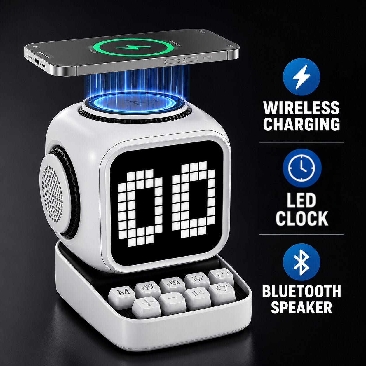 Clock + Speaker + Wireless Charger