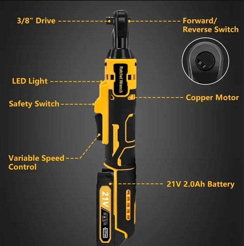 (신품) 라쳇렌치 3/8 45Ft-lbs 21v 1.5Ah x2