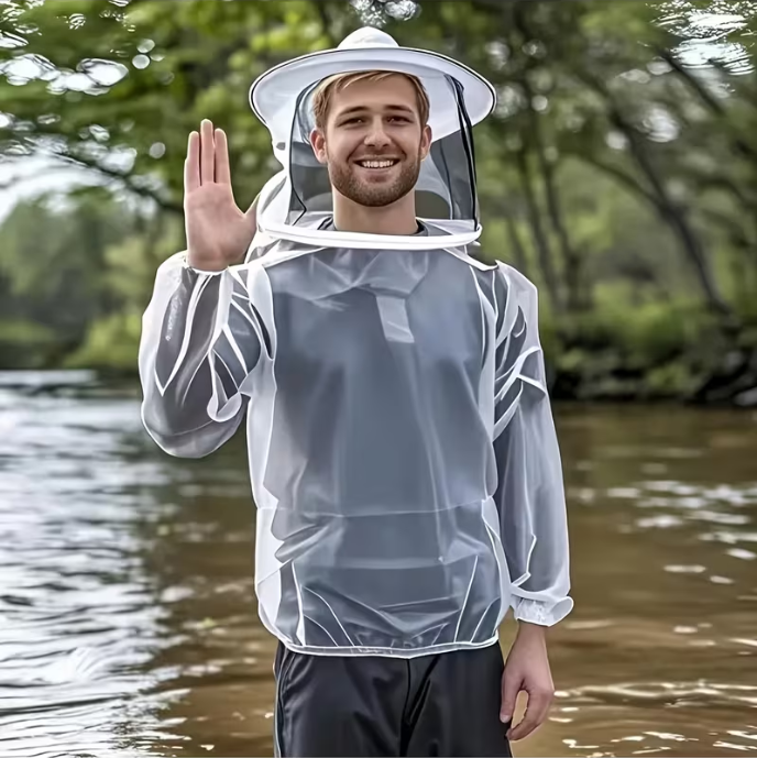 벌레 물림 / 벌 쏘임 방지 모자 + 윗도리