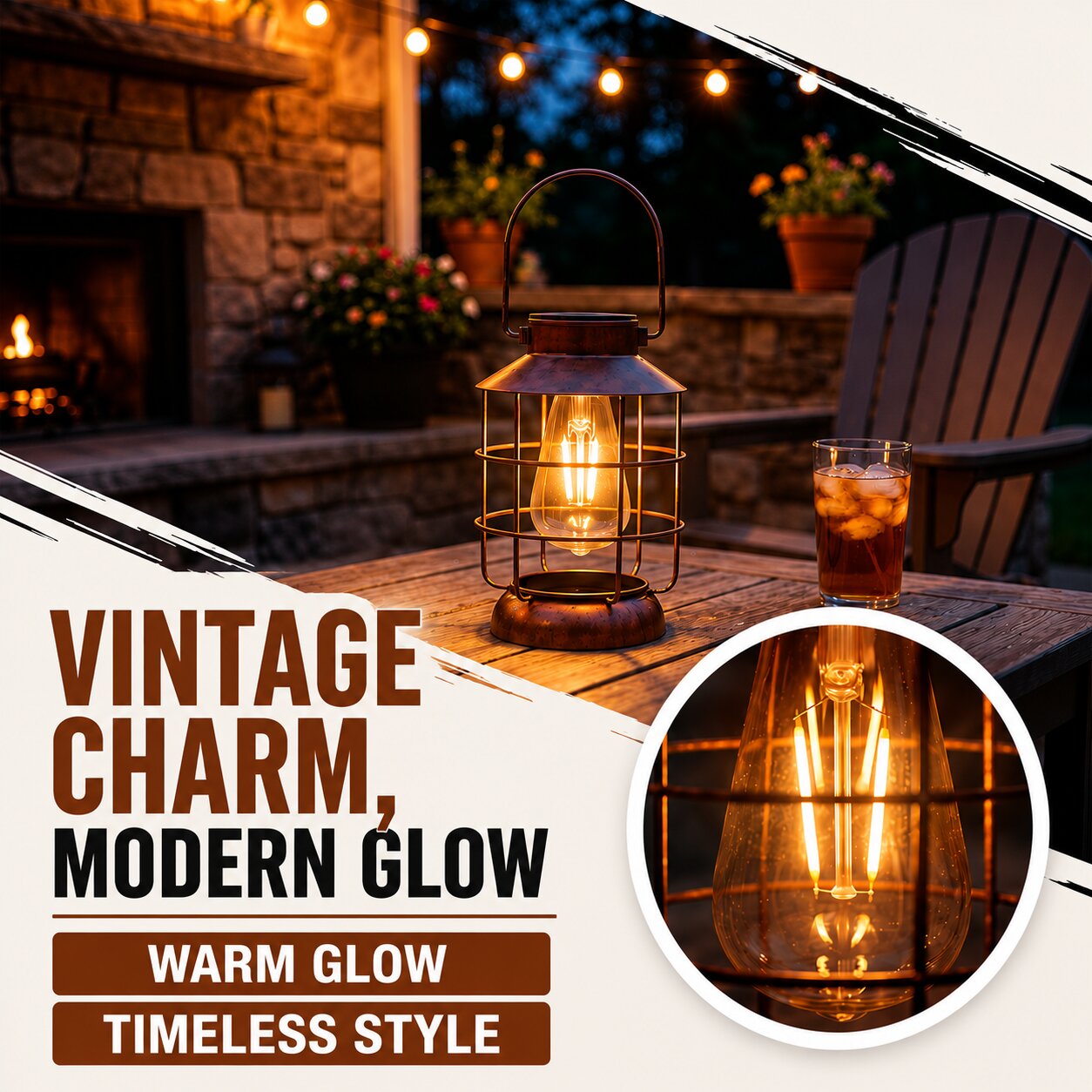 Vintage Solar Metal Lantern