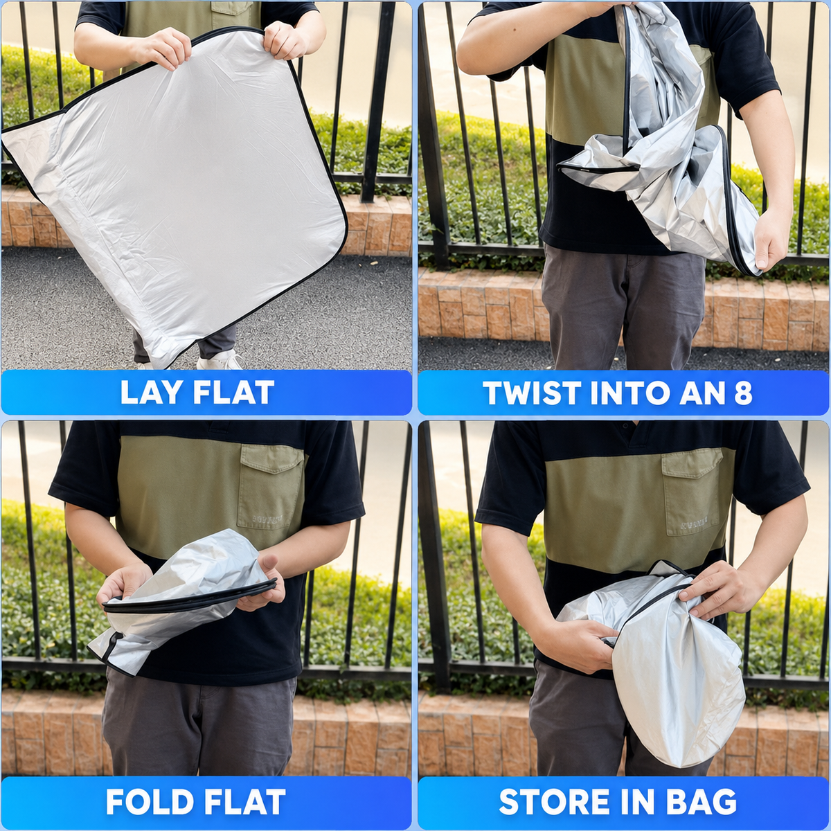 Car Windshield Sunshade - Fits Compact to Mid-Size Sedans