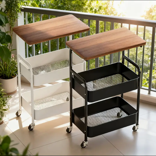 우드탑 3단 메탈 메쉬카트
