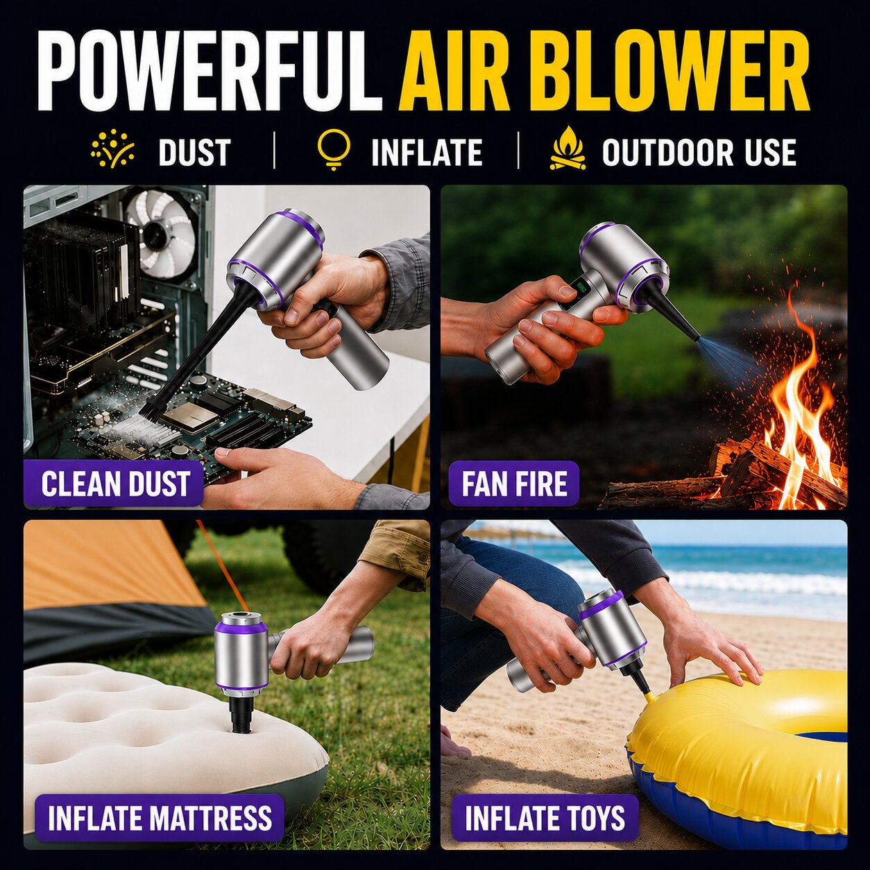 Cordless Car Vacuum with Air Duster