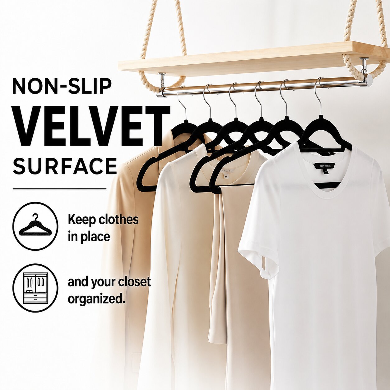 16" Slim Velvet Hangers for Women - 10 Pack
