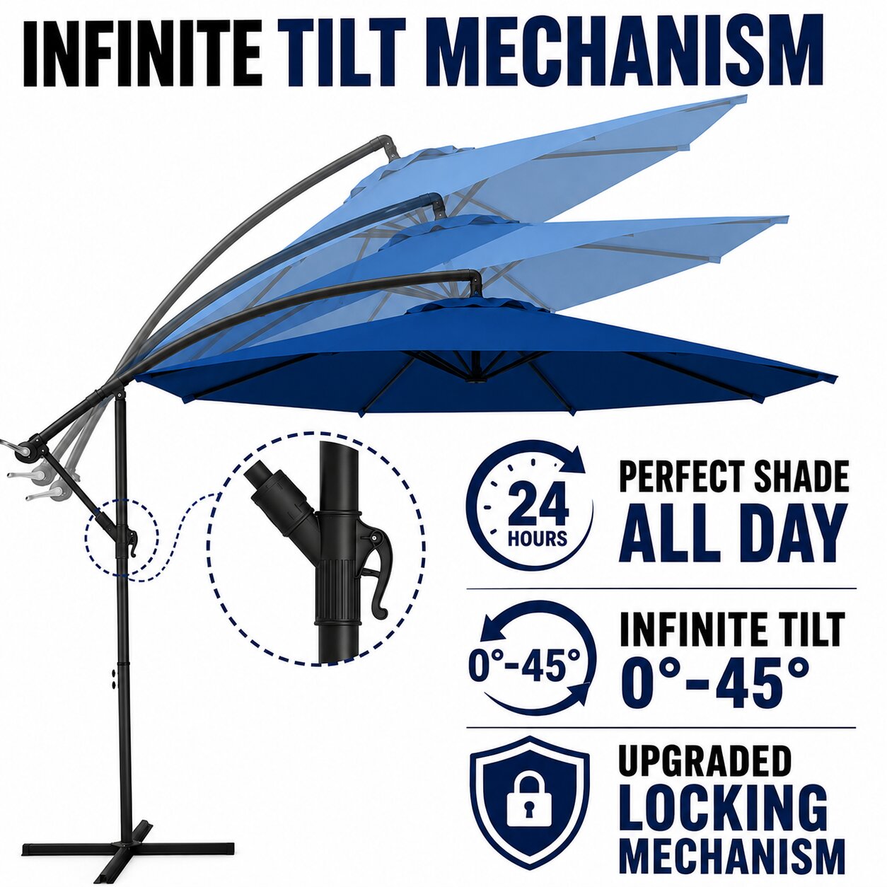 10FT Offset Patio Umbrella - Base Not Included