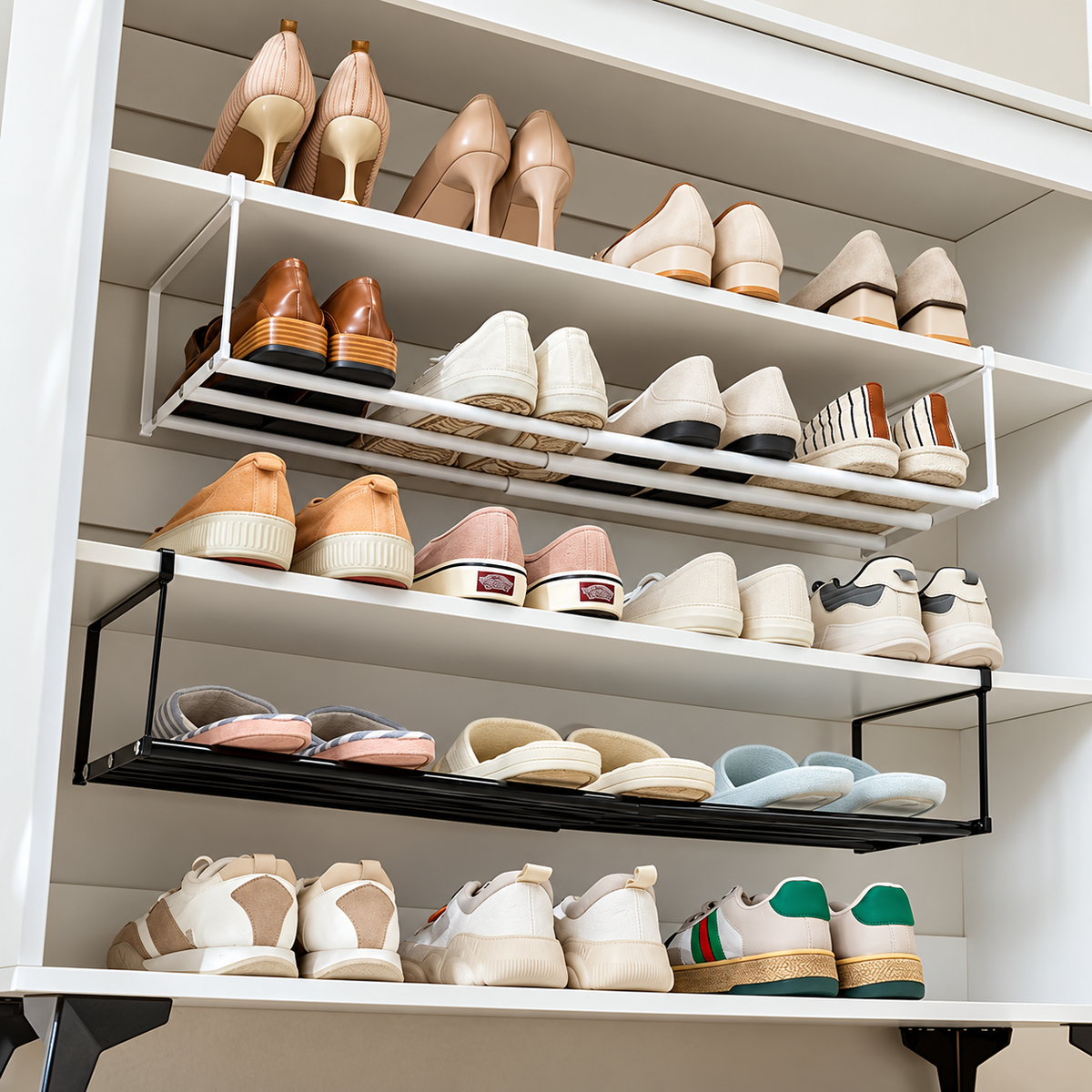 Expandable Under Cabinet Shoe Rack Shelf - 1 Pack, White