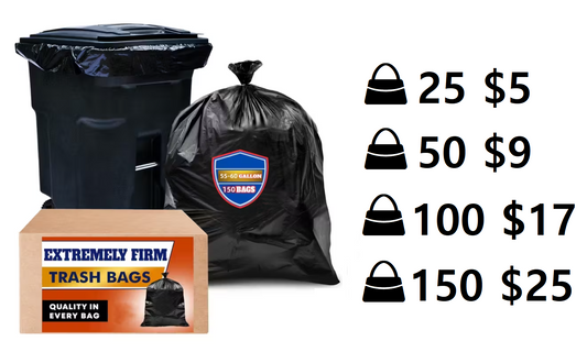 (신품) 55-60 갤런 대형 쓰레기봉투 25장