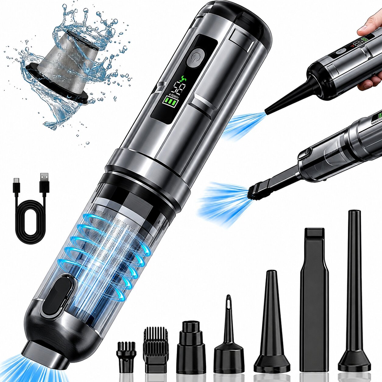 Cordless Car Vacuum with Air Duster