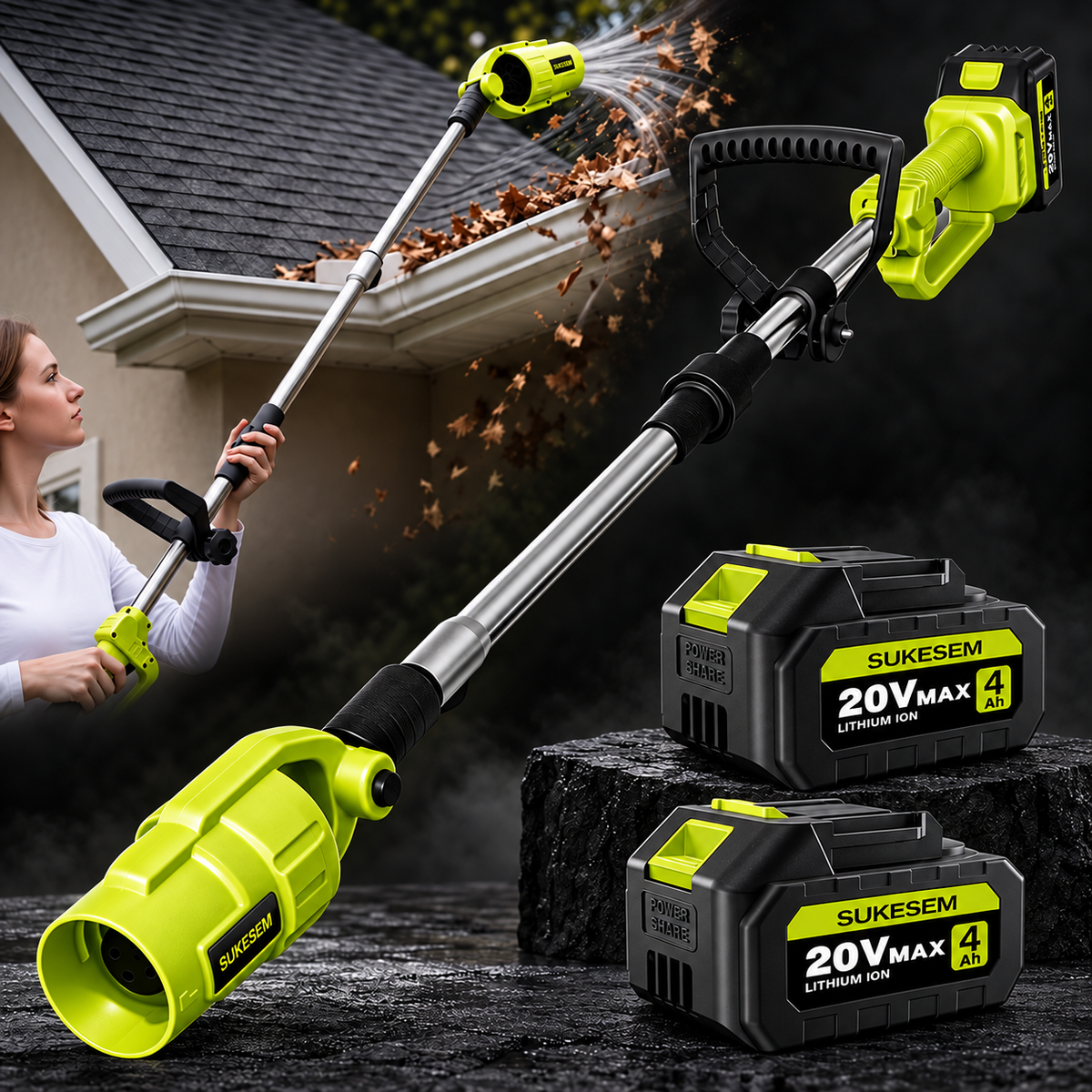 Cordless Telescopic Leaf Blower - 2 x 4.0Ah Batteries