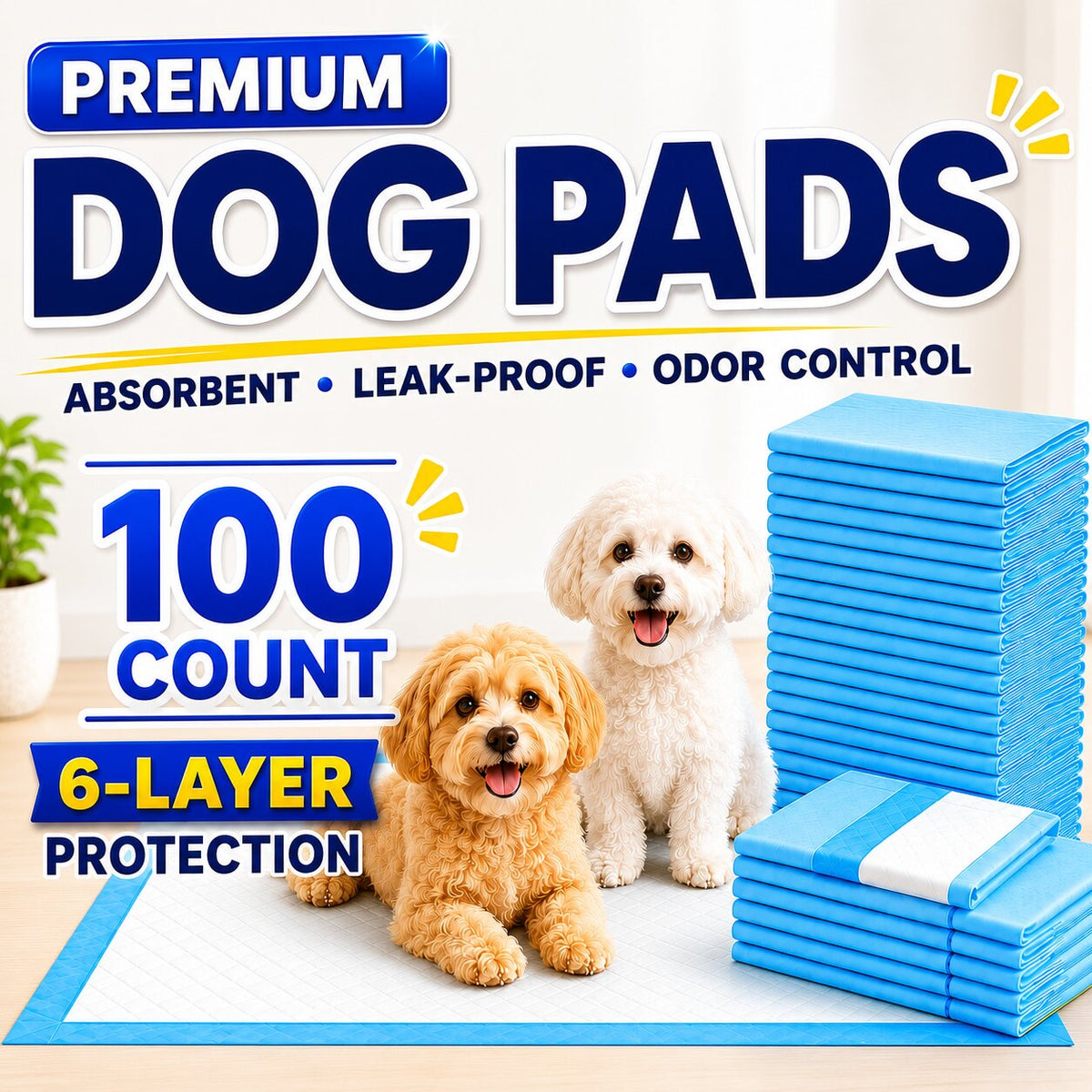 23.6" Dog Pee Pads - 100 Count