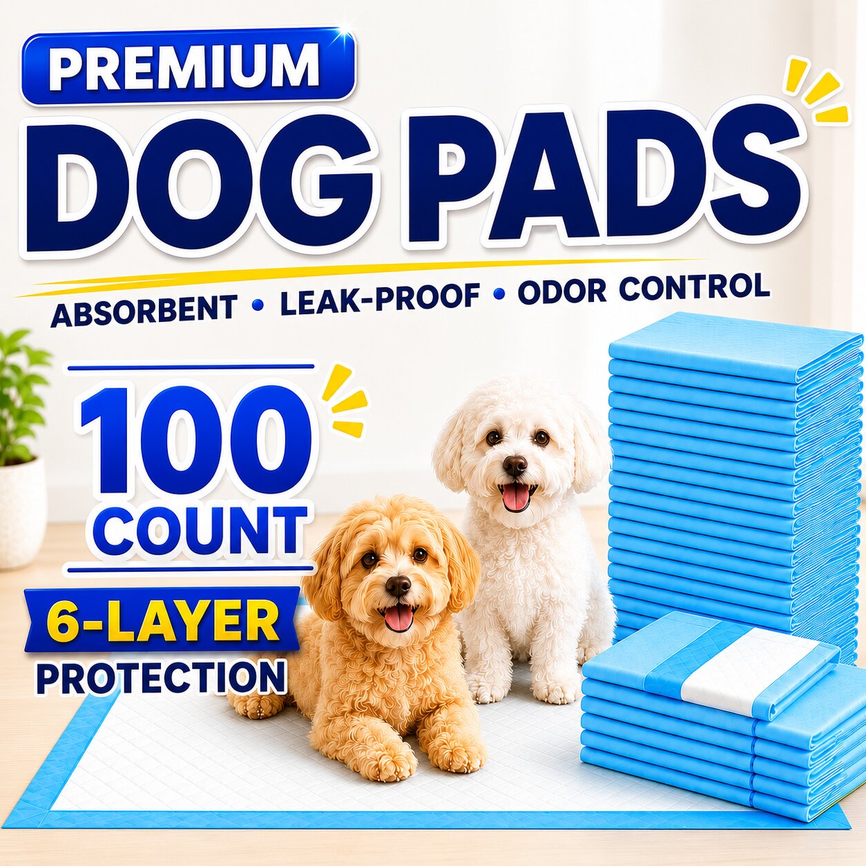 23.6" Dog Pee Pads - 100 Count