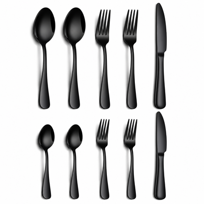 블랙 스테인리스 Silverware Set - 10개