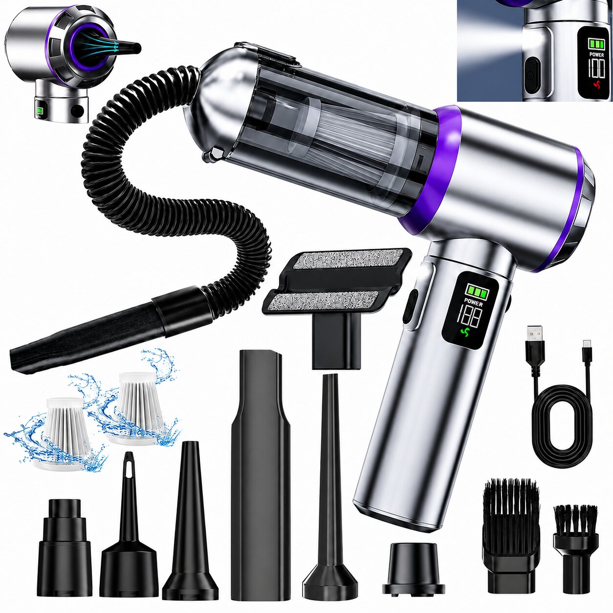 Cordless Car Vacuum with Air Duster