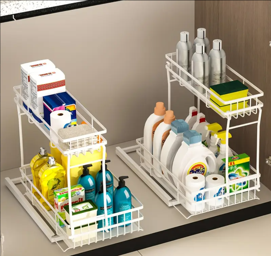 (신품) Undersink 캐비넷 정리 렉 2개 세트